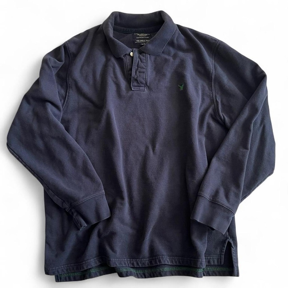 American Eagle Outfitters Navy Long Sleeve Polo